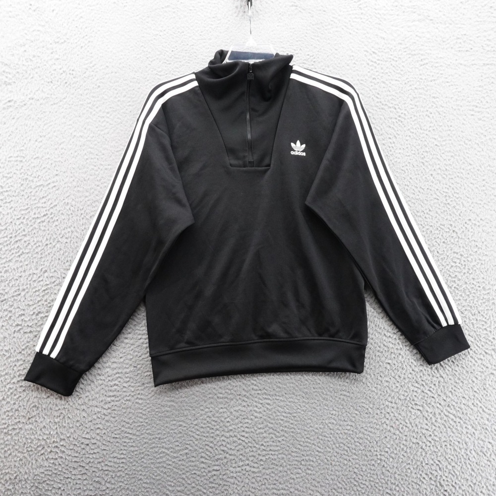 Adidas Originals Funnelneck Track Jacket Small Black Men 1/4 Zip Pullover NWT
